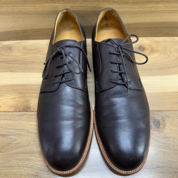 Brooks Brothers Oxfords Mens 12 Brown Leather Pain Toe Dress Shoes Italy
